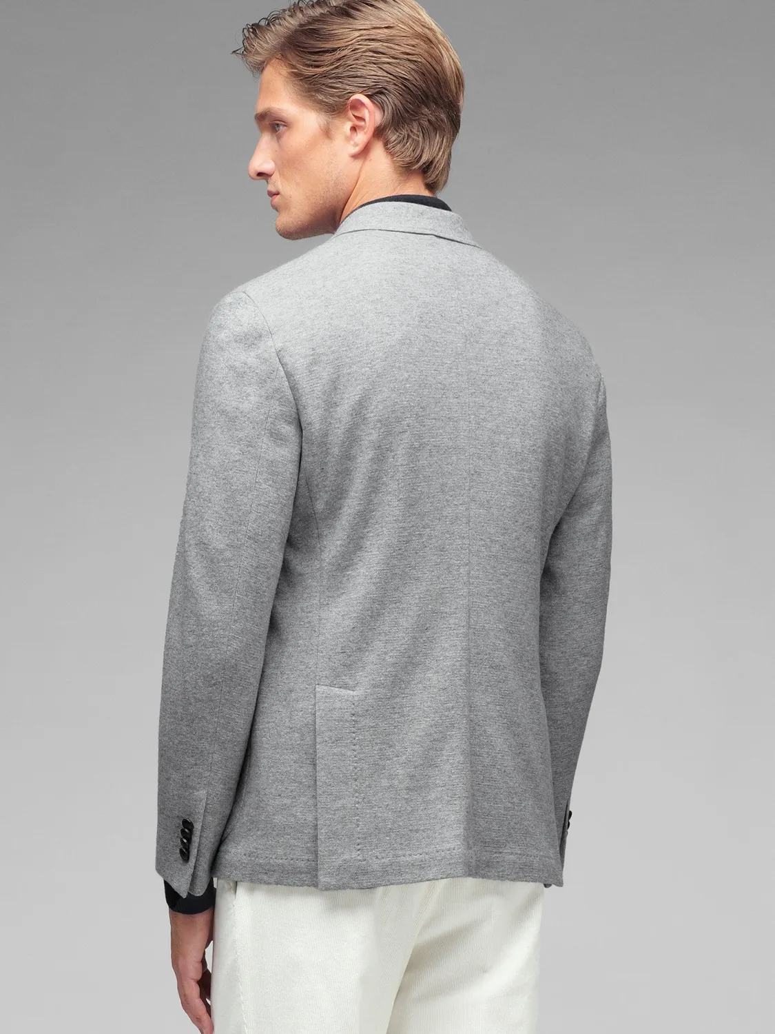 Paoloni Giacca doppiopetto jersey grigia lana cashmere