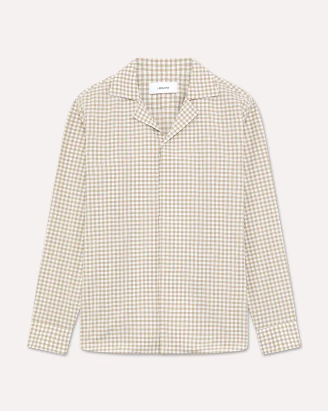 Lardini Camicia Quadretti Bicolor Popeline Relaxed Verde