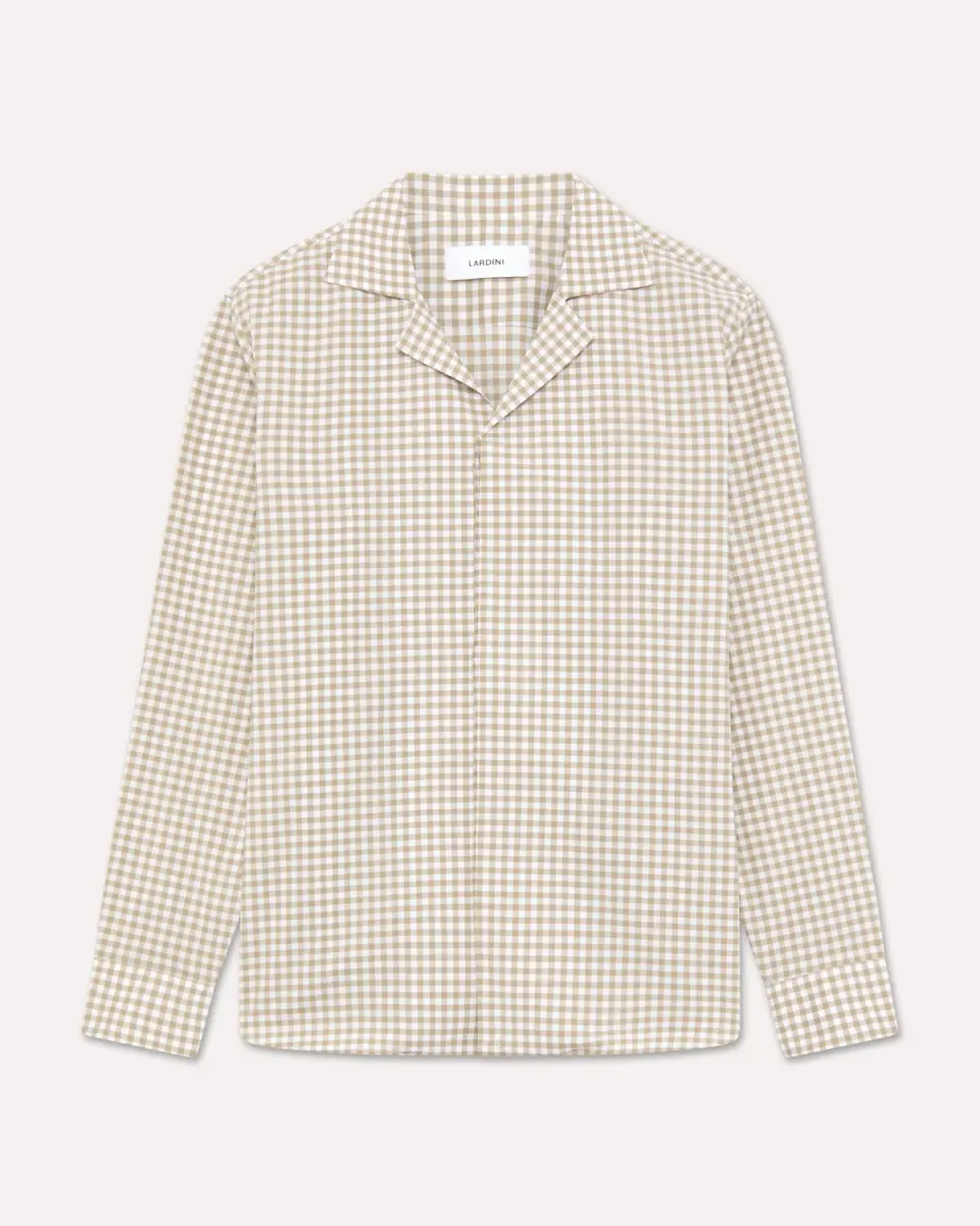 Lardini Camicia Quadretti Bicolor Popeline Relaxed Verde