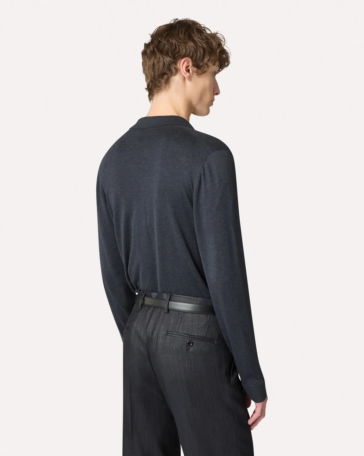 Lardini camicia maglia seta blu denim 100%