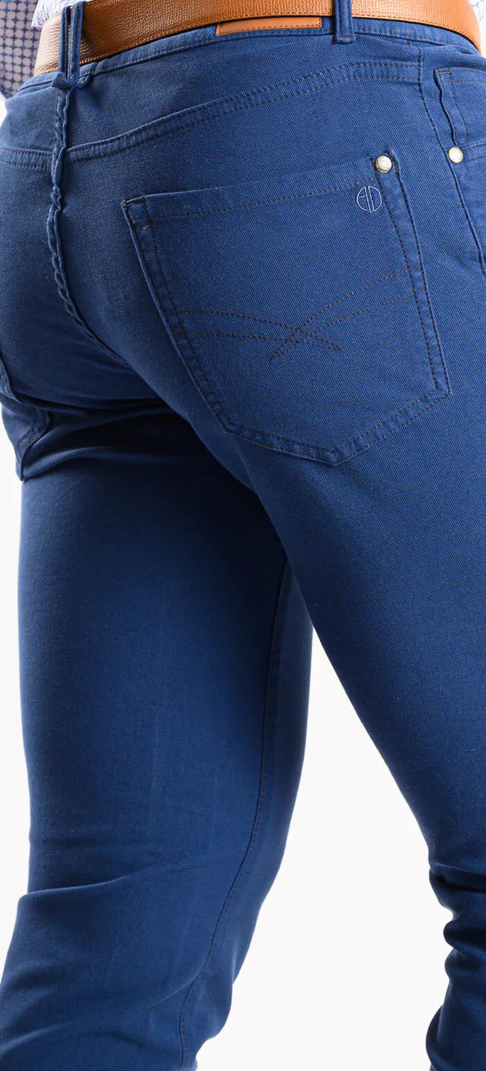Alain Delon Bold Blue pantaloni casual blu slim fit elasticizzati