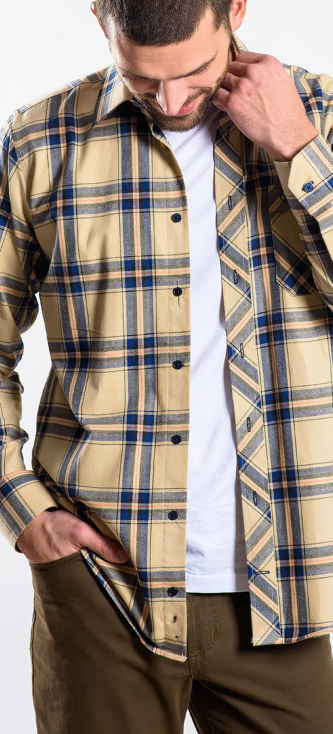 Alain Delon camicia flanella slim a quadri cotone