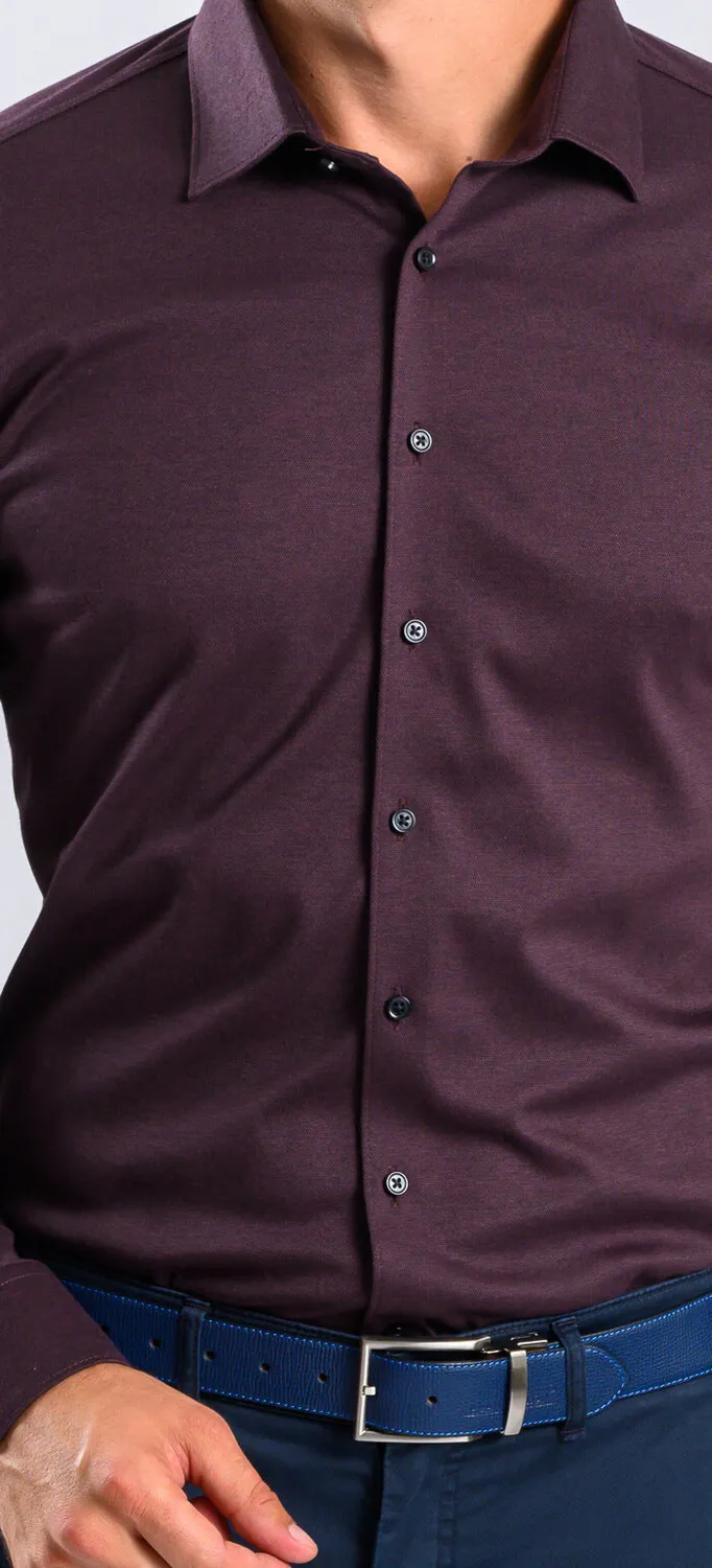 Alain Delon camicia melanzana jersey extra slim