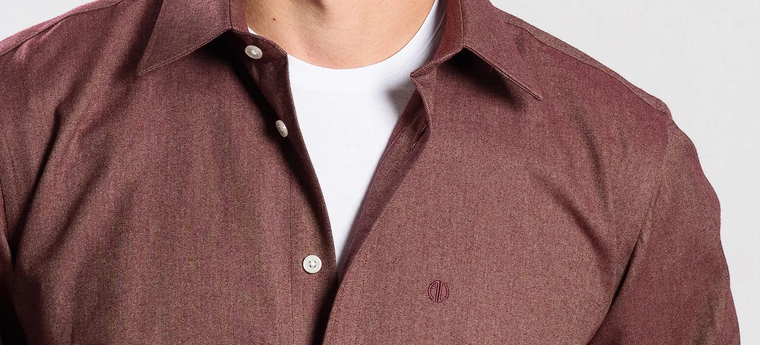 Alain Delon camicia flanella bordeaux slim 40