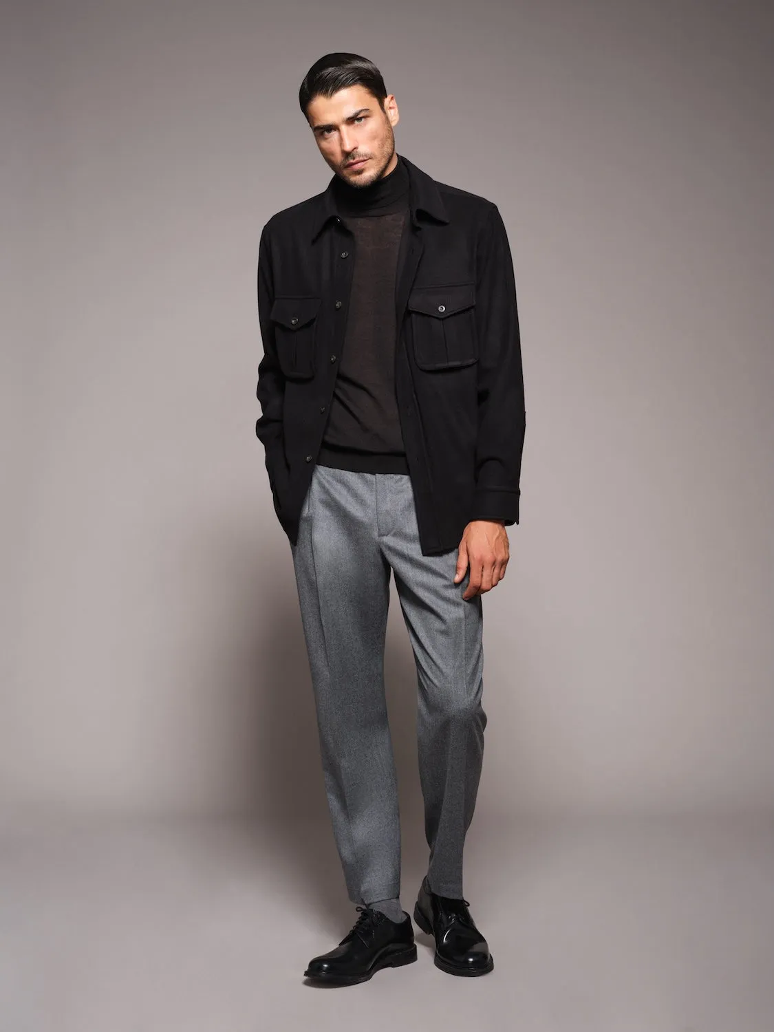 Caruso pantalone jogger fit flanella lana grigio