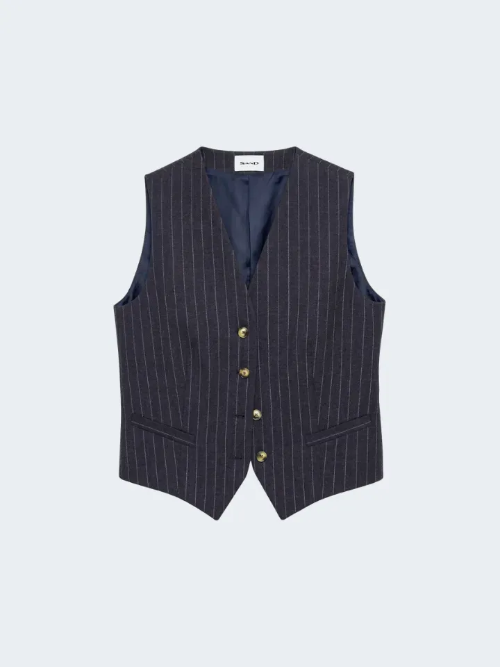 Sand 2603 Rubino gilet gessato blu navy