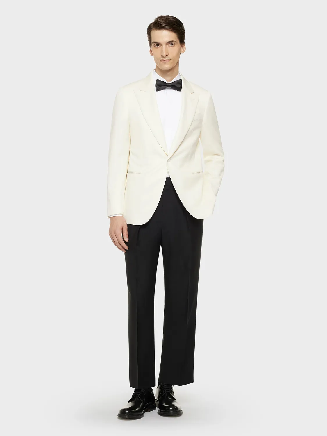 Caruso pantalone vita alta lana mohair nero uomo