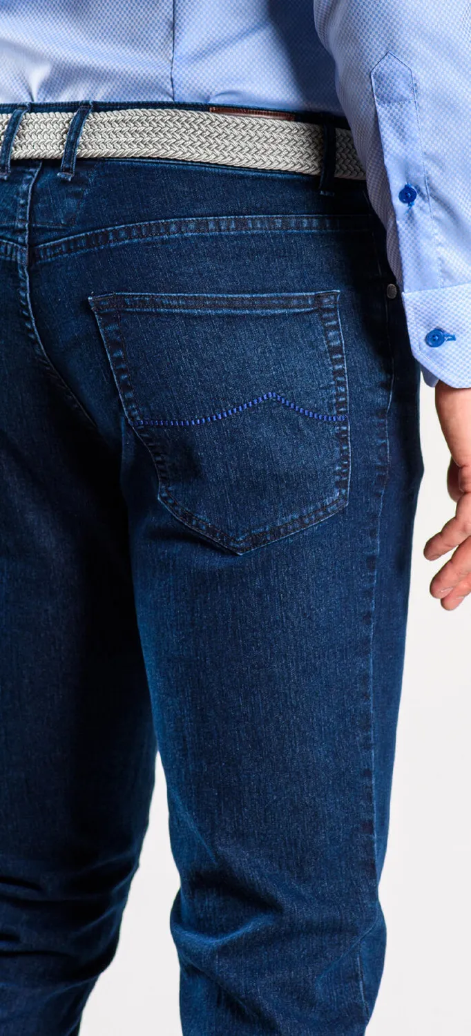 Alain Delon jeans blu scuro slim fit elasticizzati
