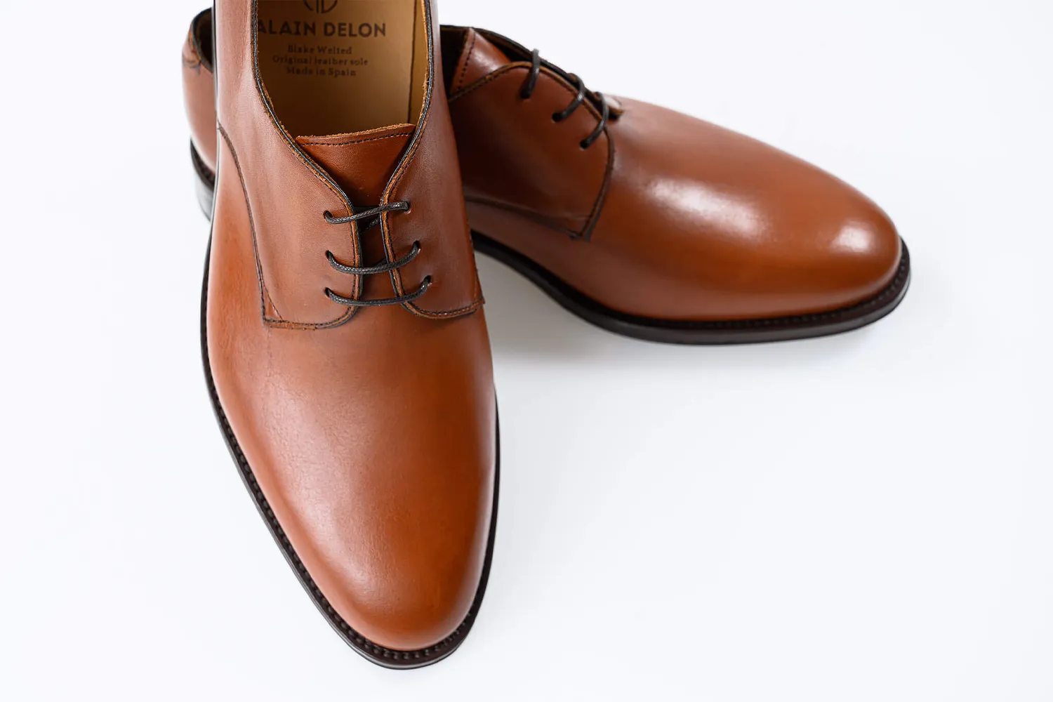 Alain Delon scarpe derby marroni pelle vitello Blake
