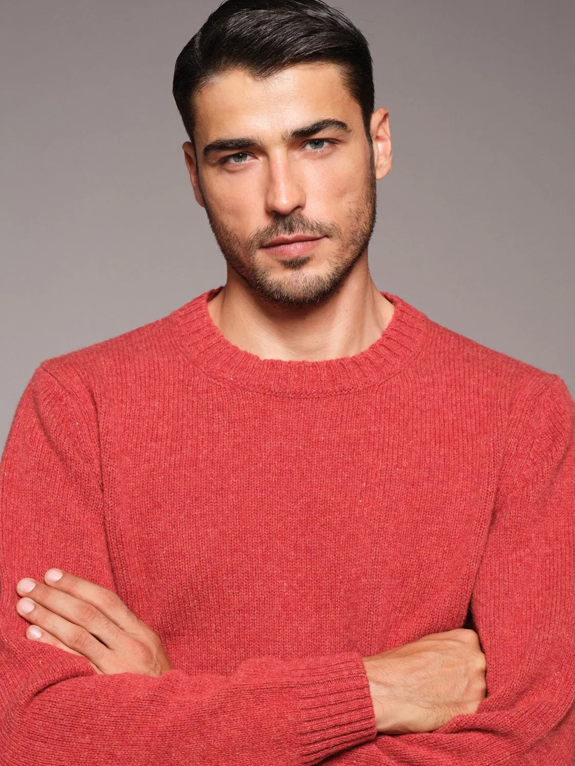 Caruso Butterfly maglia girocollo lana Shetland rossa