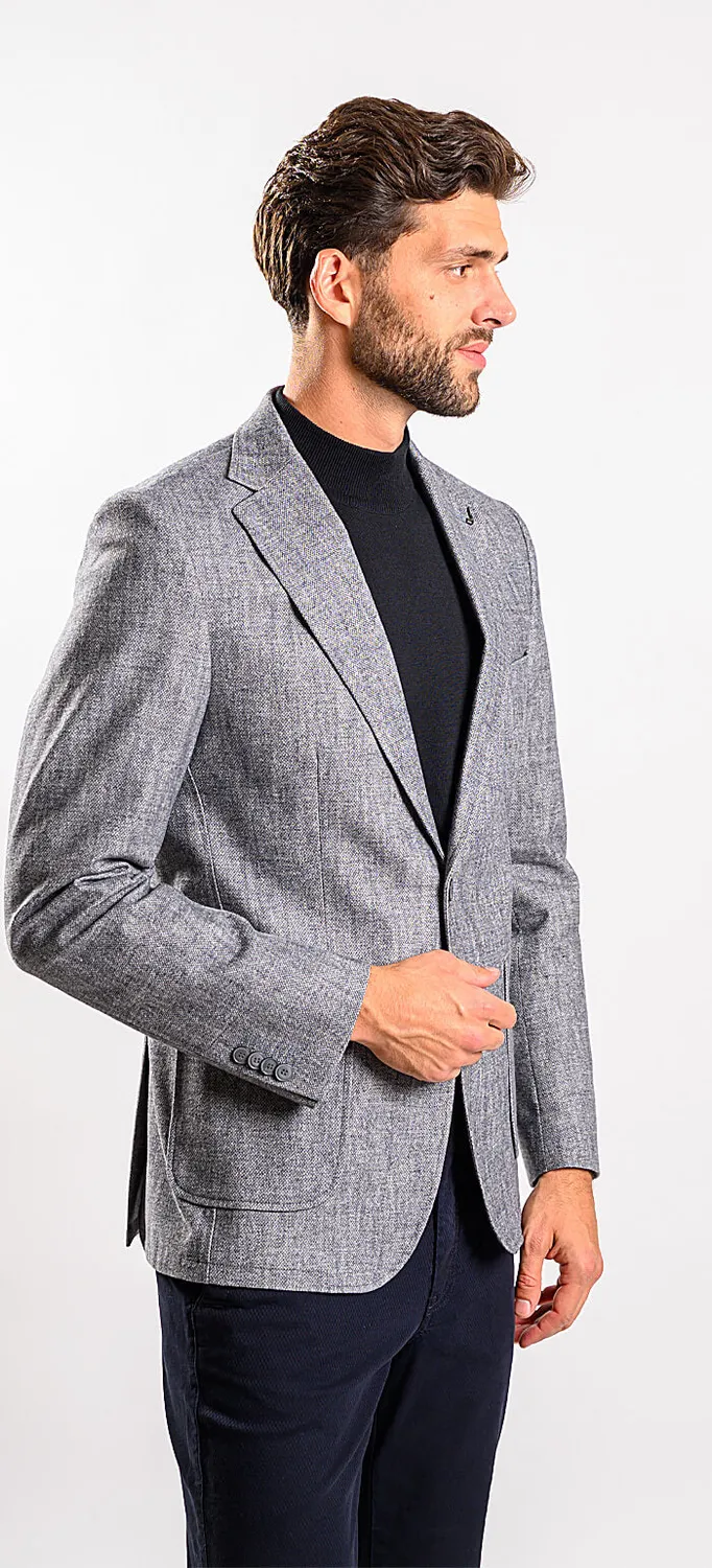 Alain Delon Giacca Grigia Cotone Slim Fit