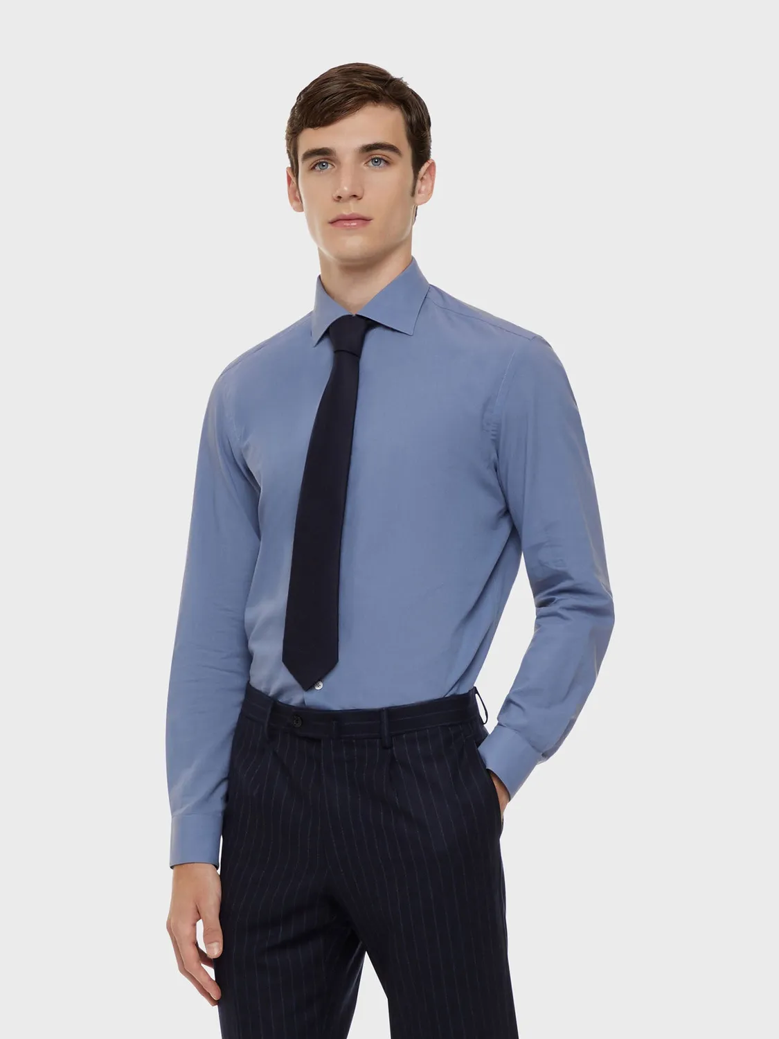Caruso cravatta flanella lana blu foderata