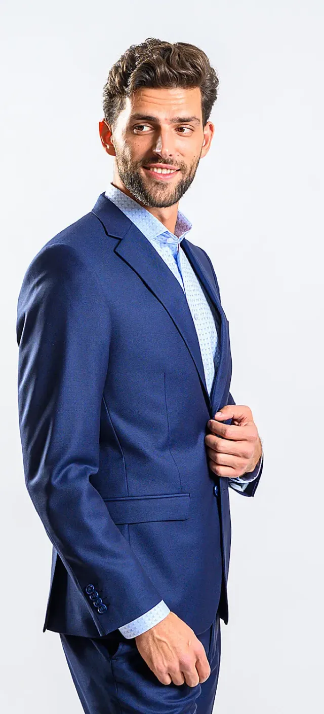 Alain Delon slim fit abito blu lana Zignone