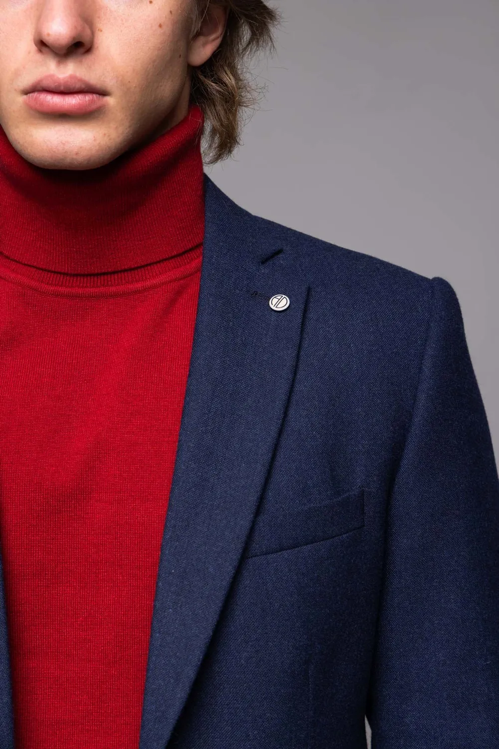 Alain Delon blazer blu navy lana slim fit taglie forti