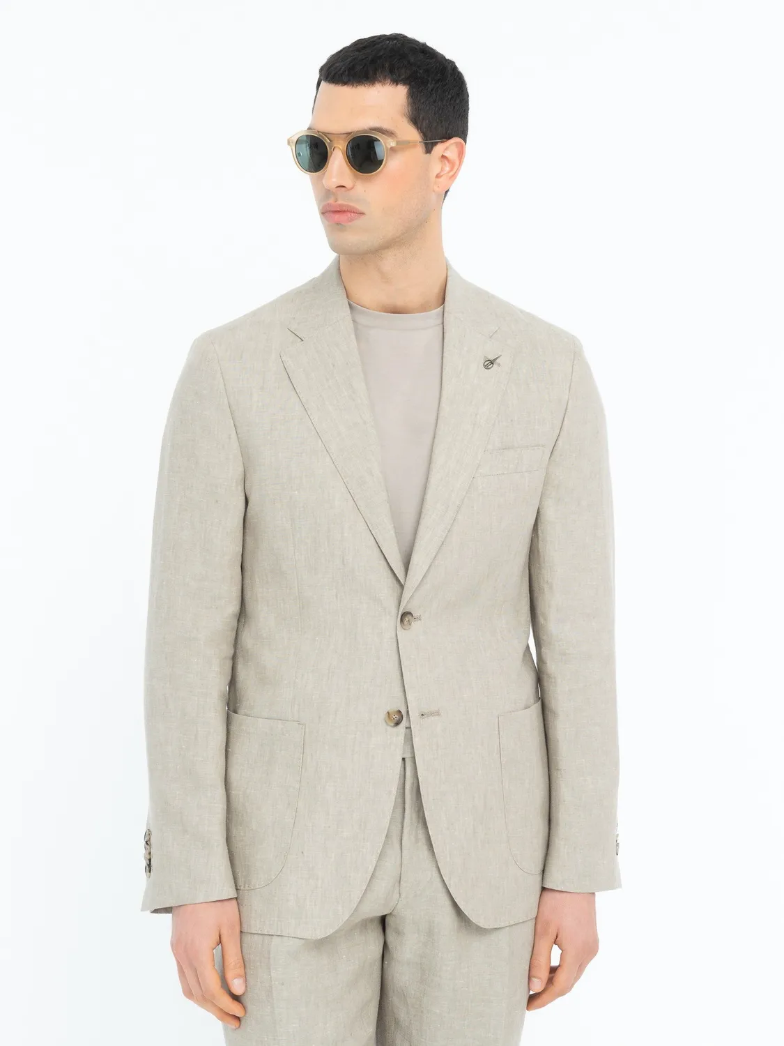 Paoloni abito sfoderato lino beige 2 bottoni
