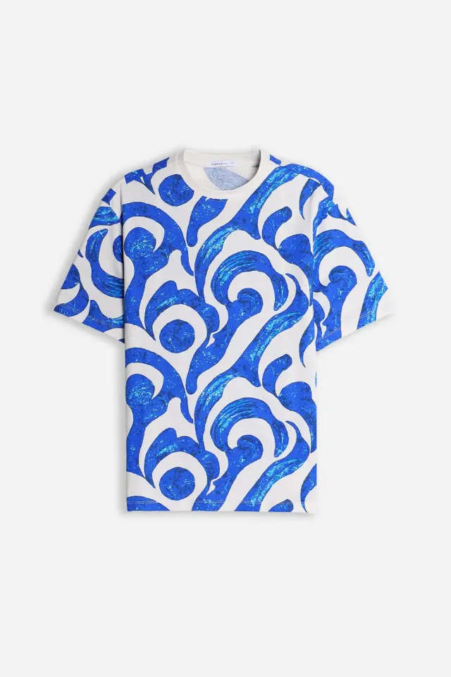 Sonny Bono T-Shirt Girocollo Fantasia Royal Cotone