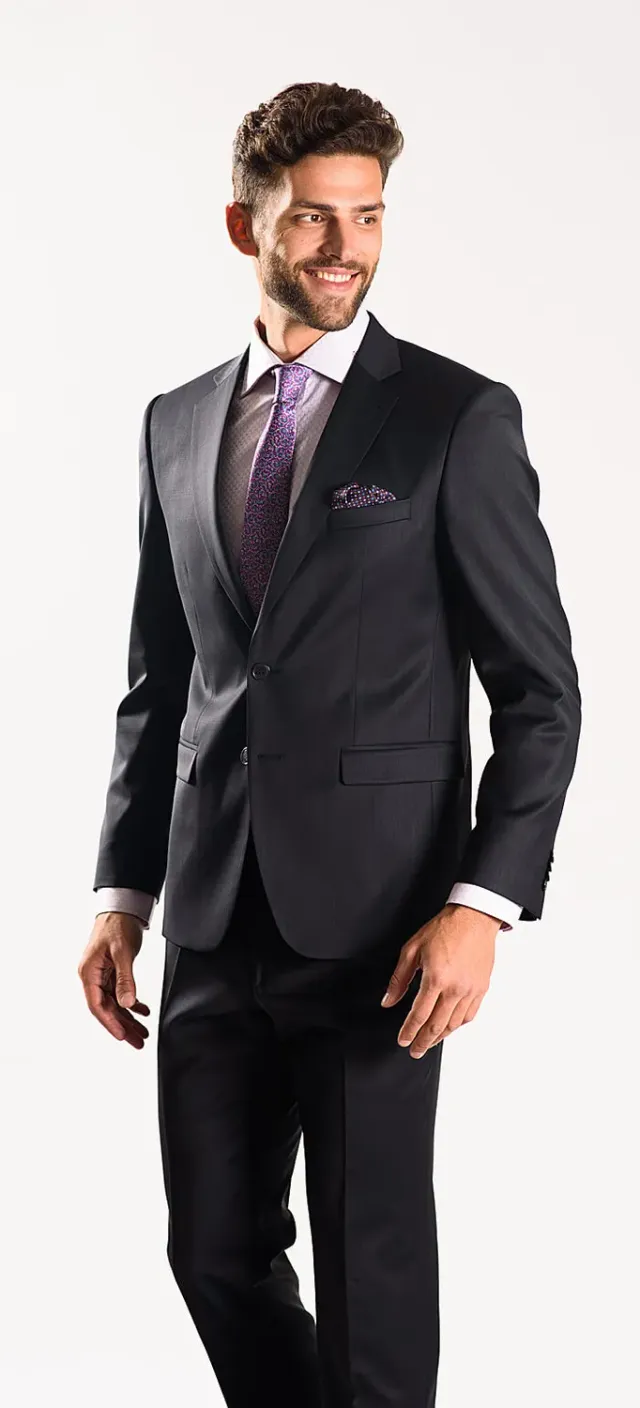 Alain Delon Steel Abito Slim Fit Grigio Scuro Antipiega