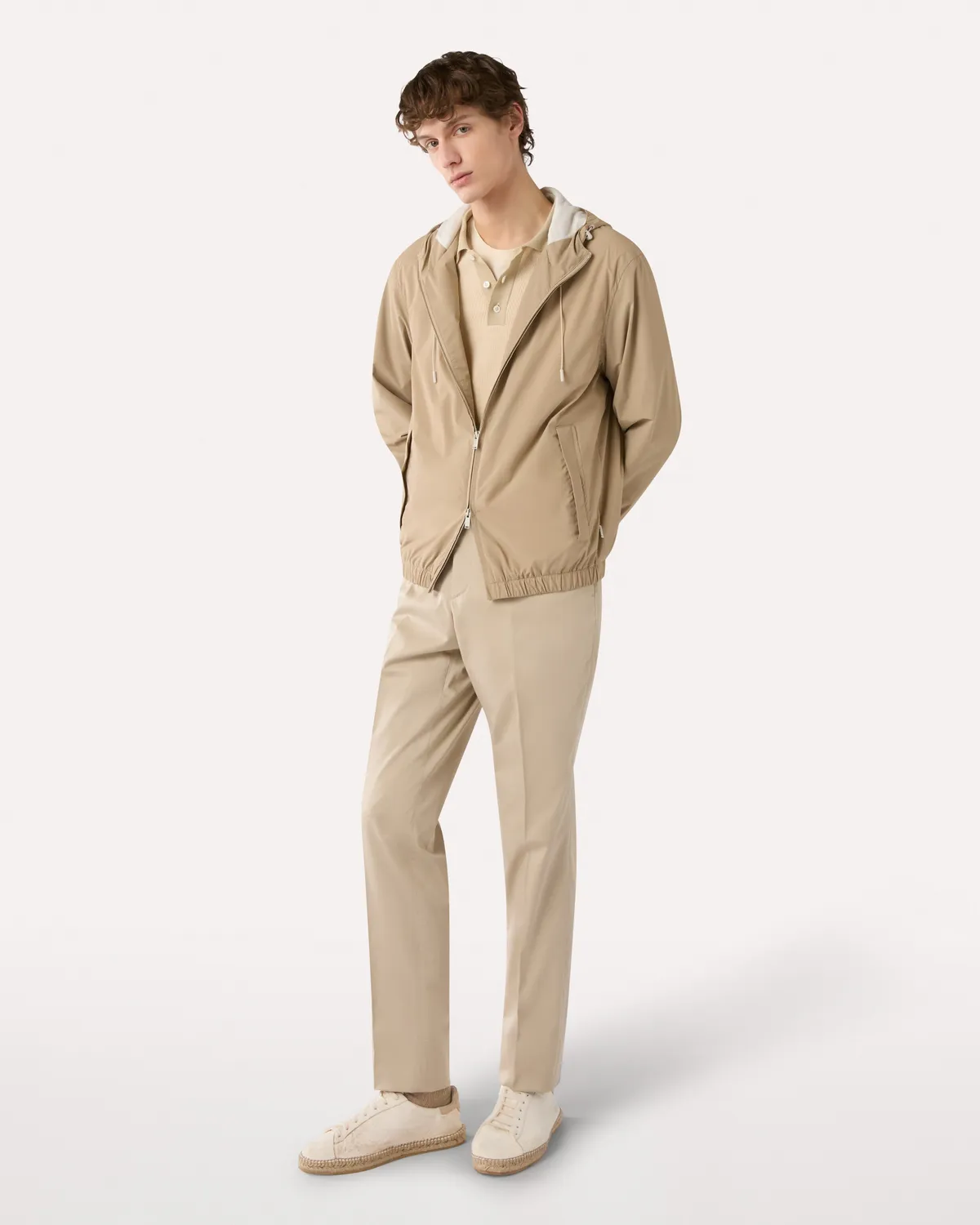 Lardini Pantalone Cotone Beige Elastico Uomo