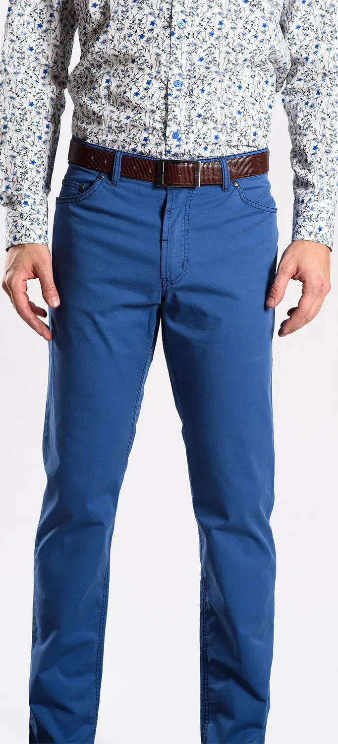 Alain Delon pantaloni casual blu slim fit cotone elasticizzato