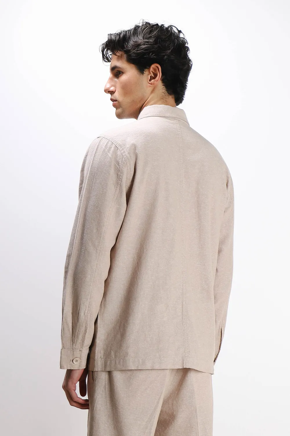 Sonny Bono Overshirt Misto Lino Sabbia traspirante