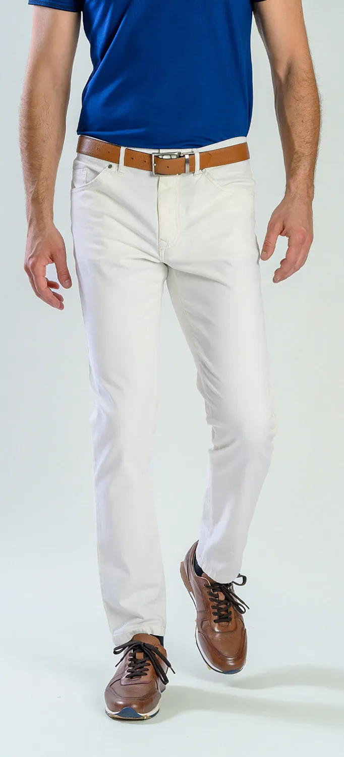 Alain Delon jeans crema slim fit elasticizzati