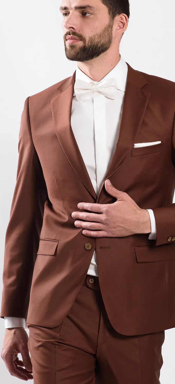 Alain Delon Completo Cannella Slim Fit Lana Matrimonio