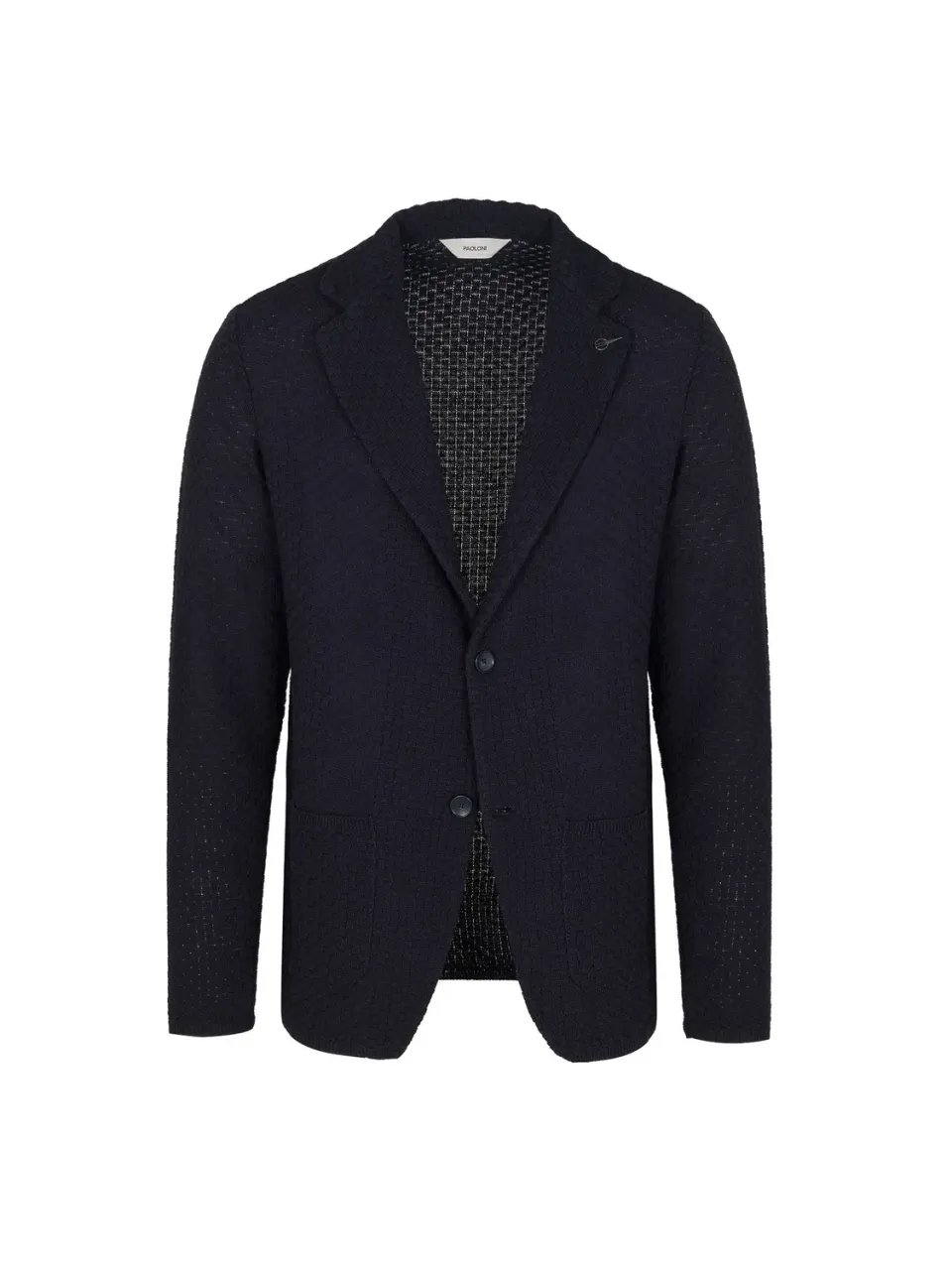 Paoloni Giacca Maglia Waffle Cotone Blu due bottoni