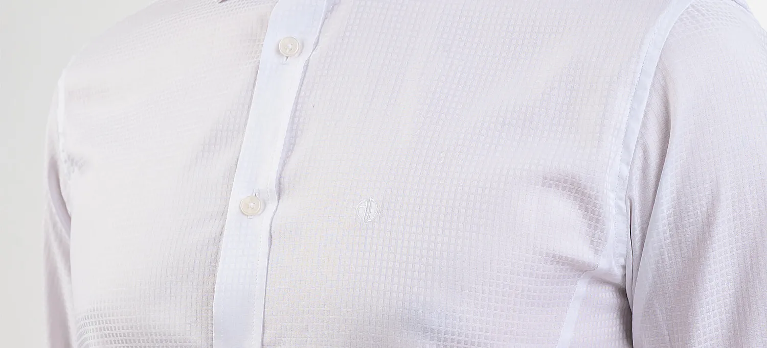 Alain Delon White Extra Slim camicia bianca a quadri 38 39