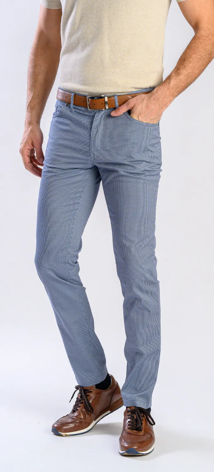 Alain Delon pantaloni slim fit blu grigio cotone