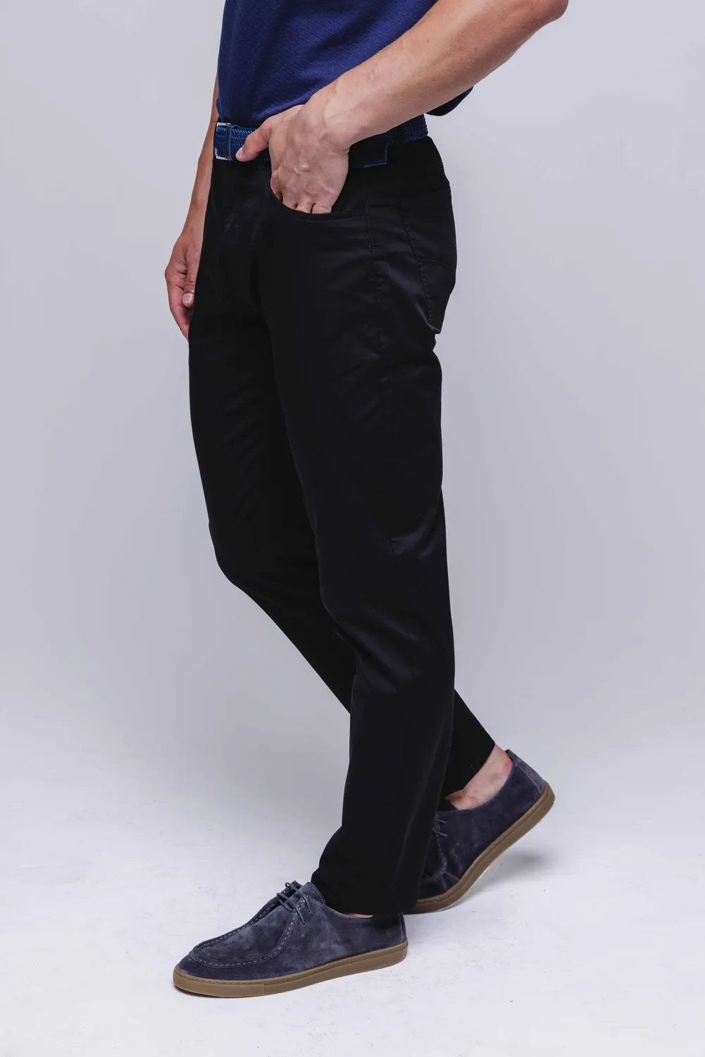 Alain Delon Pantaloni Casual Neri Elasticizzati Cotone