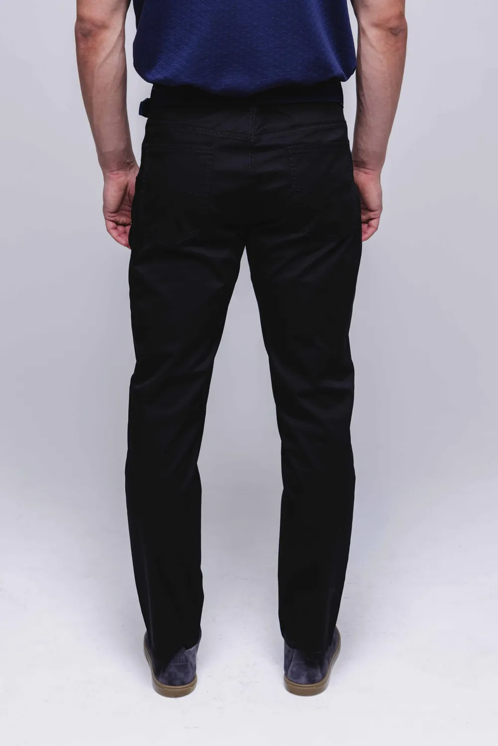 Alain Delon Pantaloni Casual Neri Elasticizzati Cotone