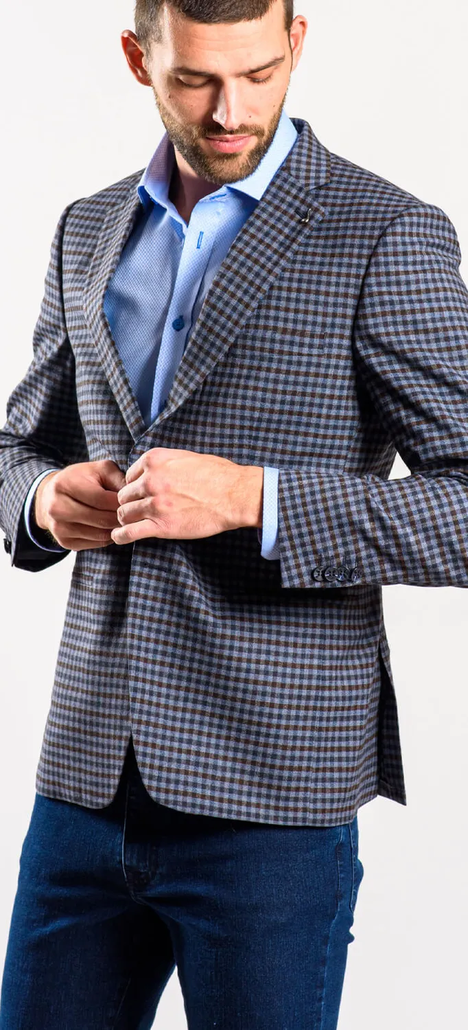 Alain Delon Giacca Quadri Slim Fit Lana Foderata