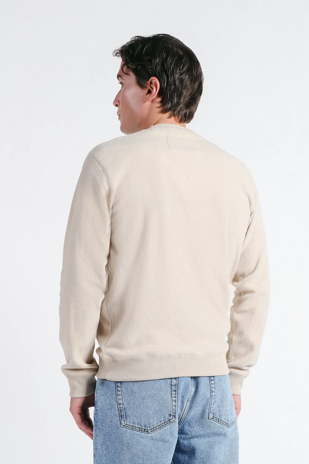 Sonny Bono felpa girocollo pile beige chiaro termica