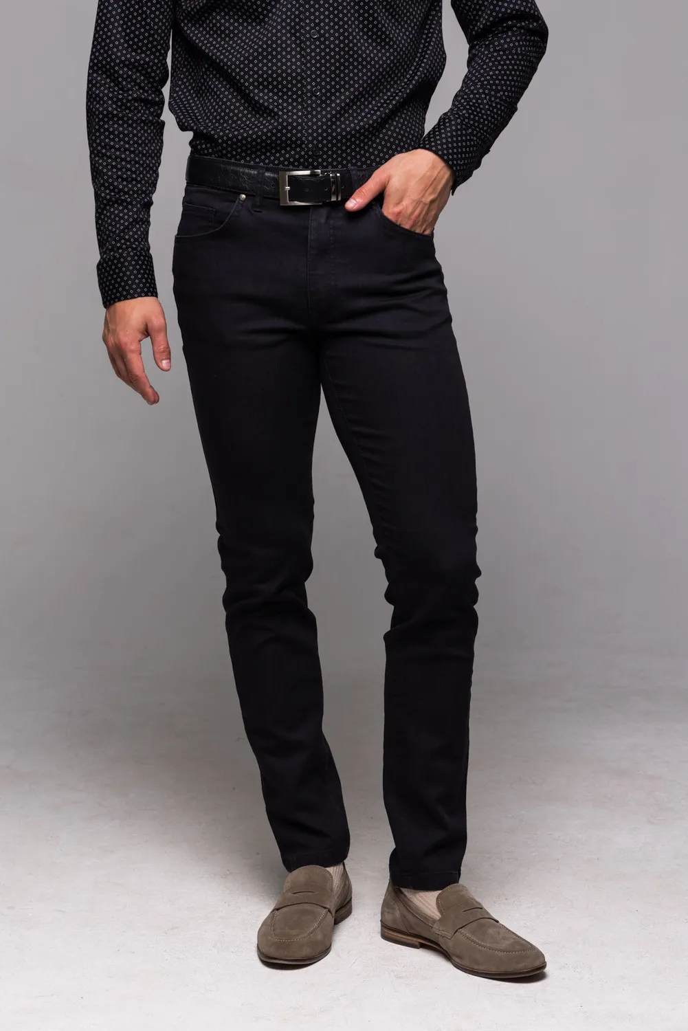 Alain Delon jeans nero elasticizzato effetto lavato