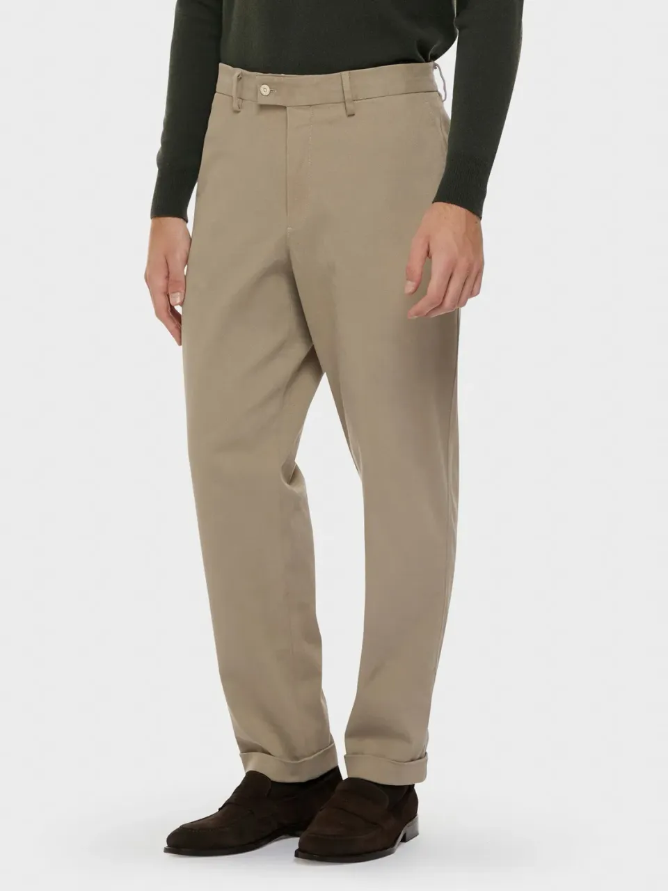 Caruso pantalone cotone stretch sabbia gabardine