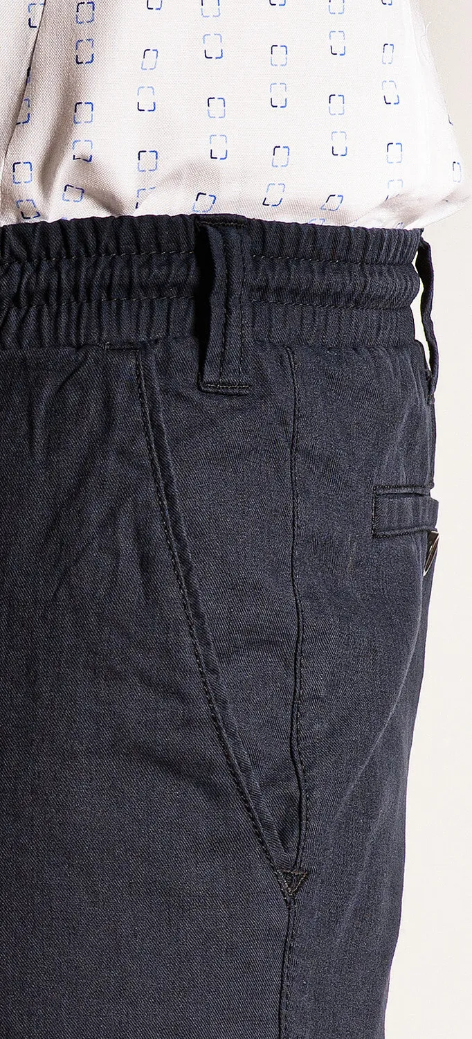 Alain Delon Pantalone Estivo Blu Lino Cotone Slim