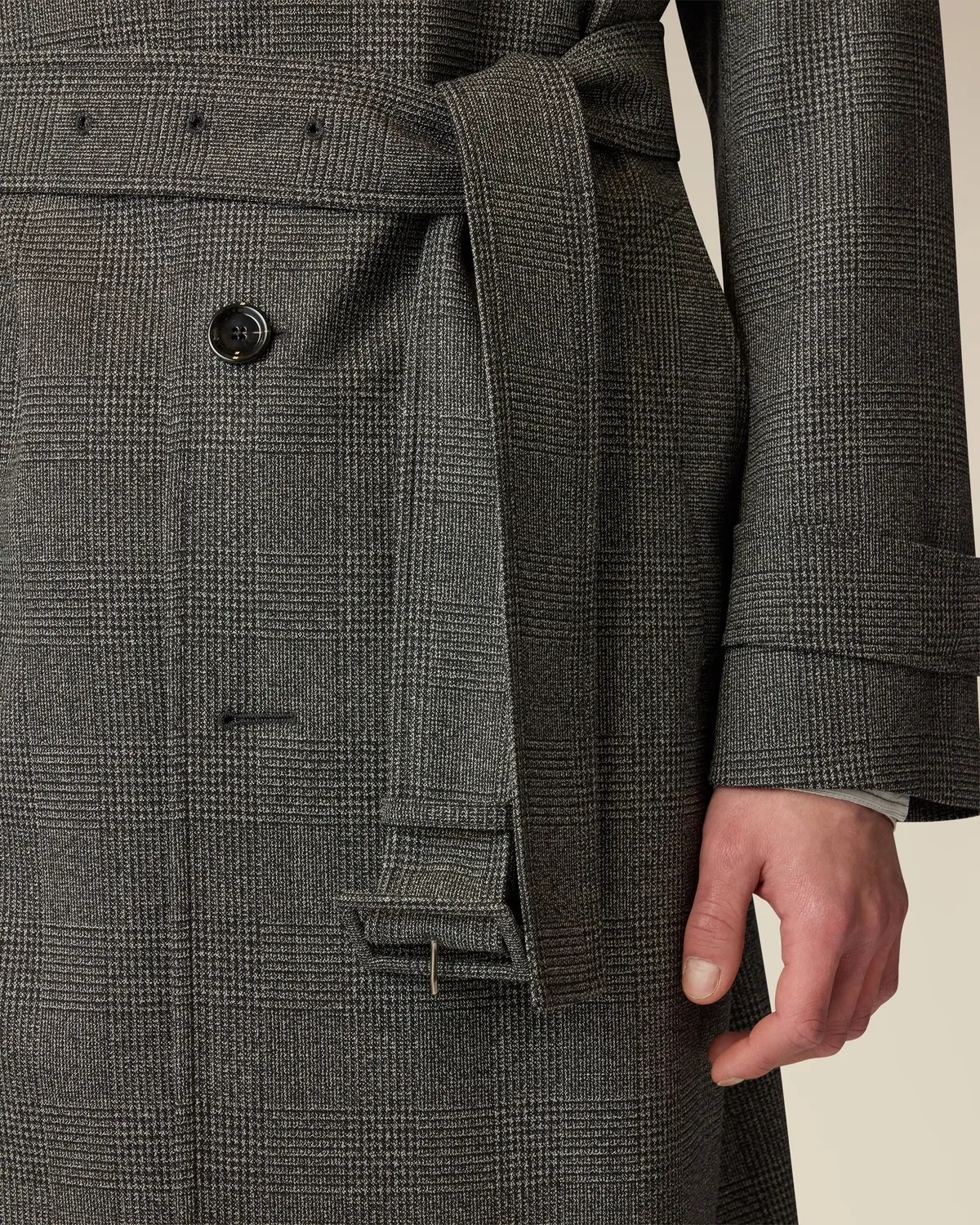 Lardini Trench Nero Lana Stretch Uomo Galles