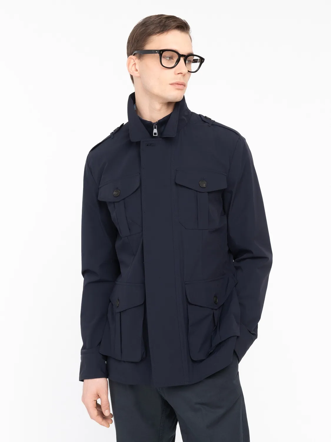 Paoloni Field jacket tecnica nylon stretch blu