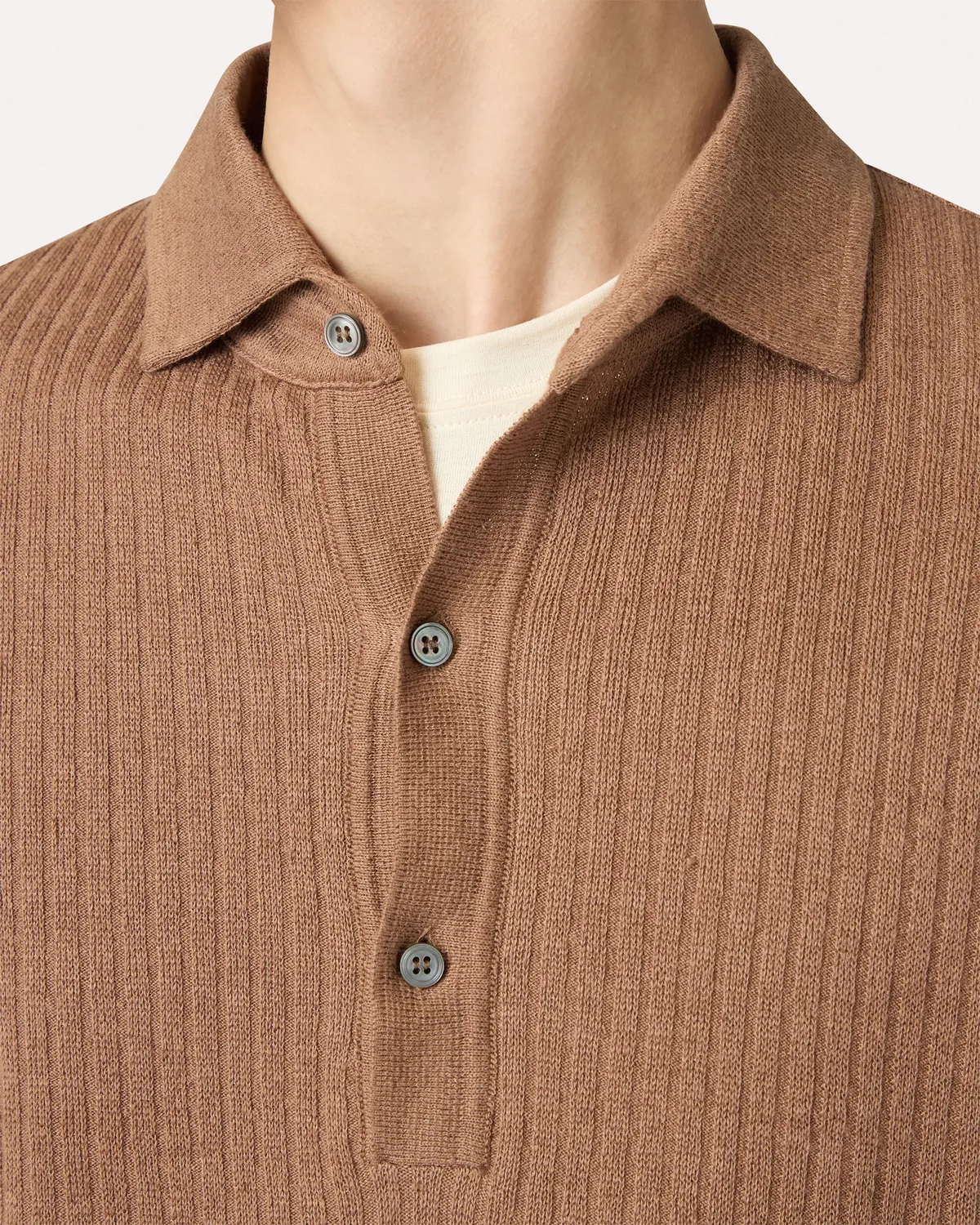 Lardini polo marrone lino cotone manica corta