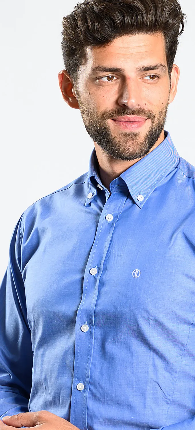 Alain Delon Extra Slim Fit camicia blu business cotone Getzner