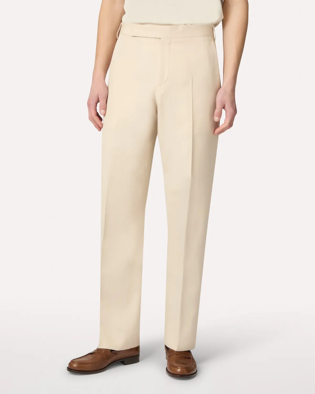 Lardini Pantalone Beige EcoVero Viscosa Seta Senza Pieghe