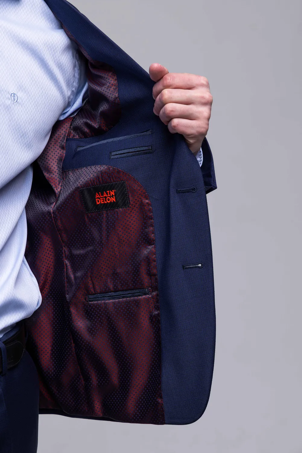 Alain Delon Abito Slim Fit Blu Micro-fantasia