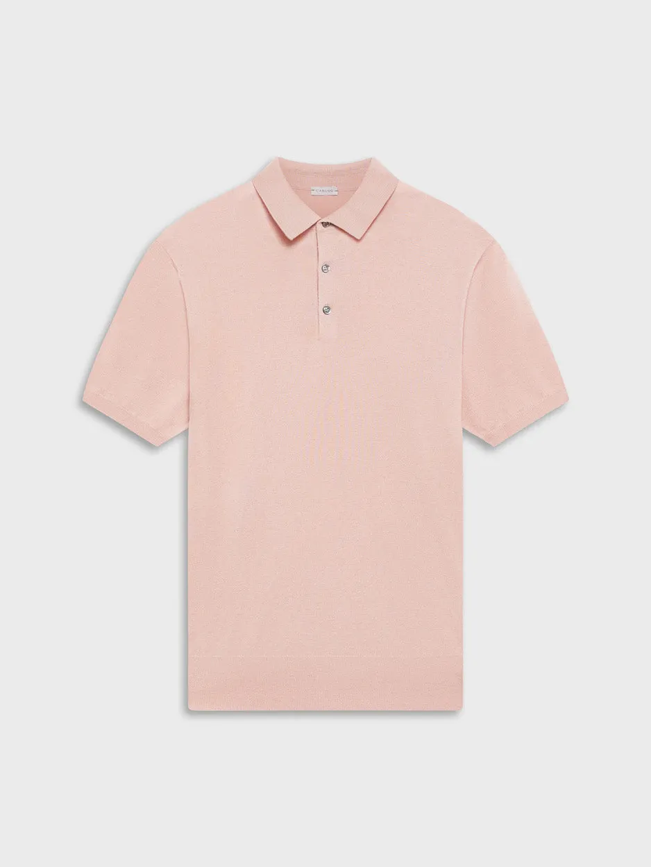 Caruso polo seta cotone rosa uomo