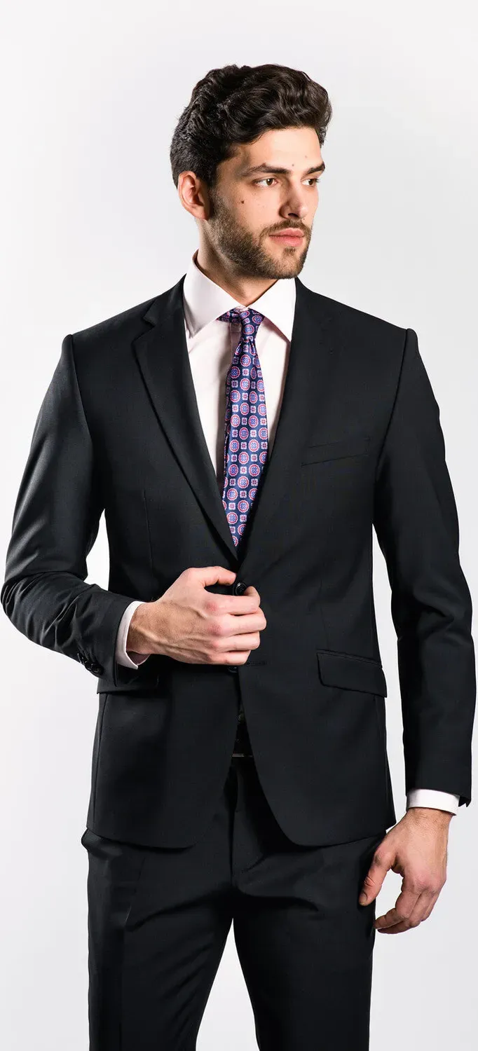 Alain Delon abito nero slim fit monopetto