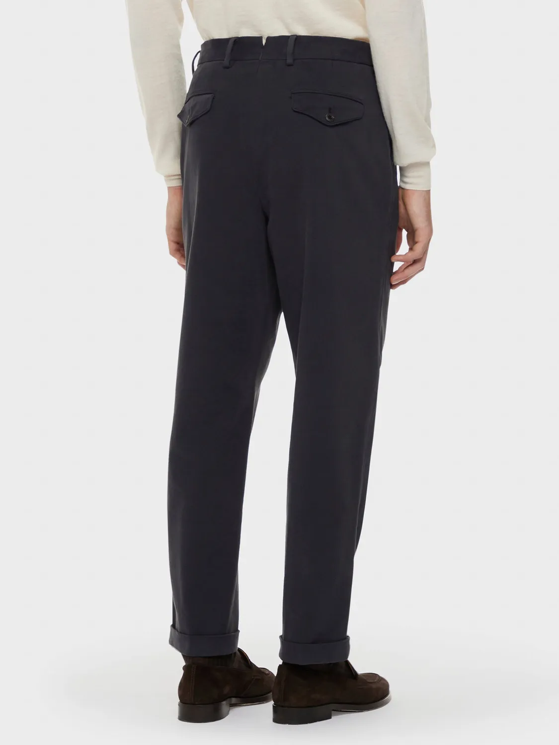 Caruso Norma pantalone blu cotone stretch gabardine