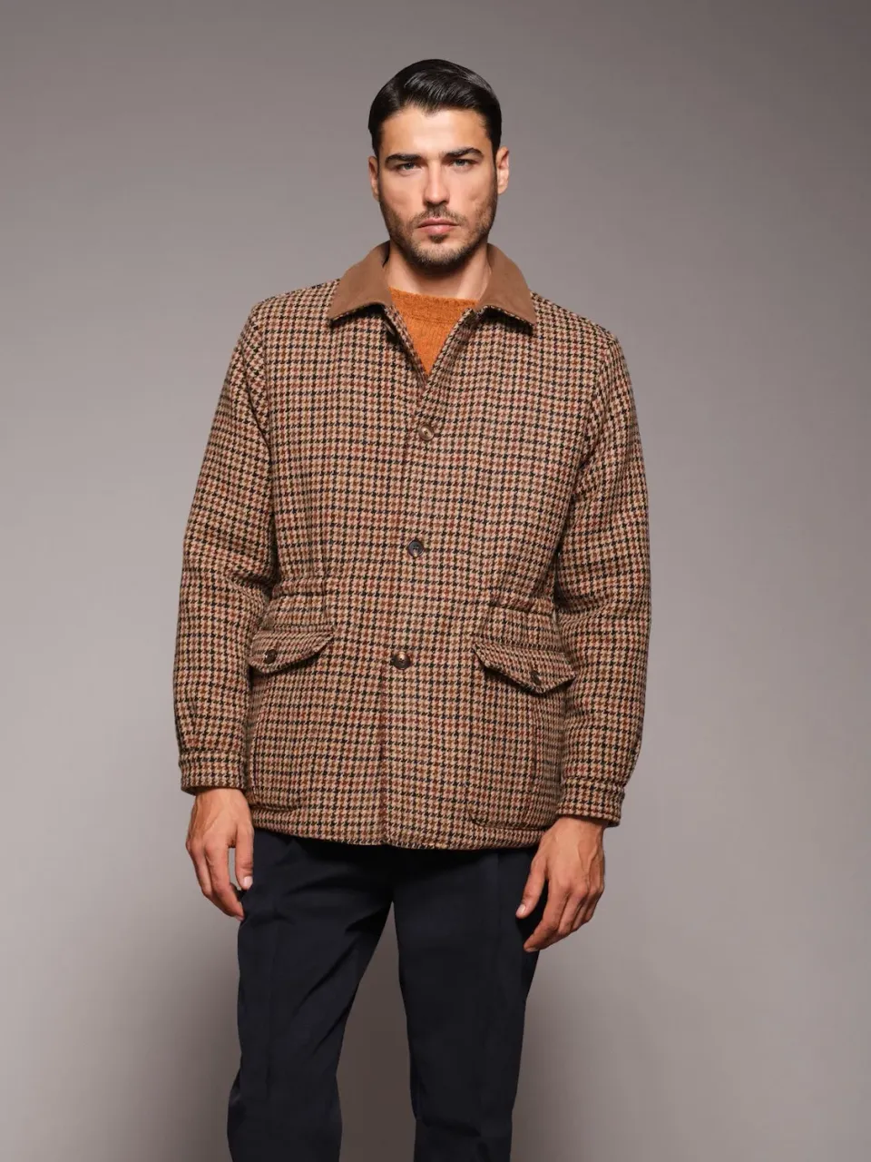 Caruso Giacca Dalila Lana Marrone Pied-de-Poule