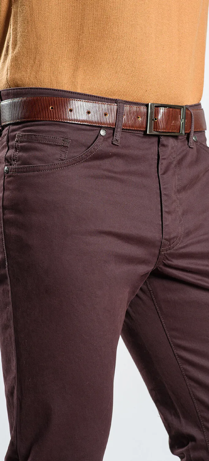 Alain Delon Jeans Marrone Cotone Elasticizzato Slim