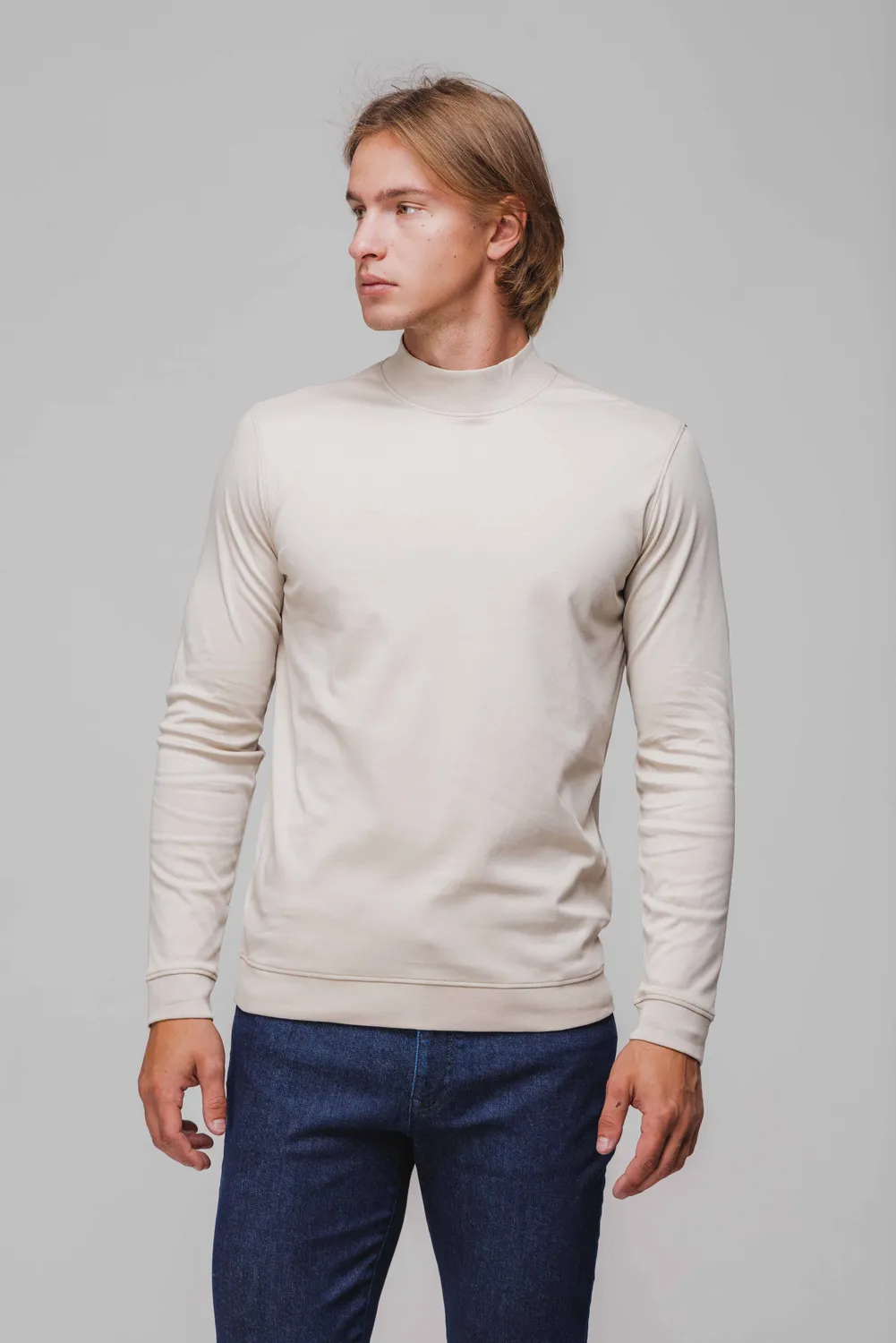 Alain Delon maglia mezzo collo beige M cotone slim fit