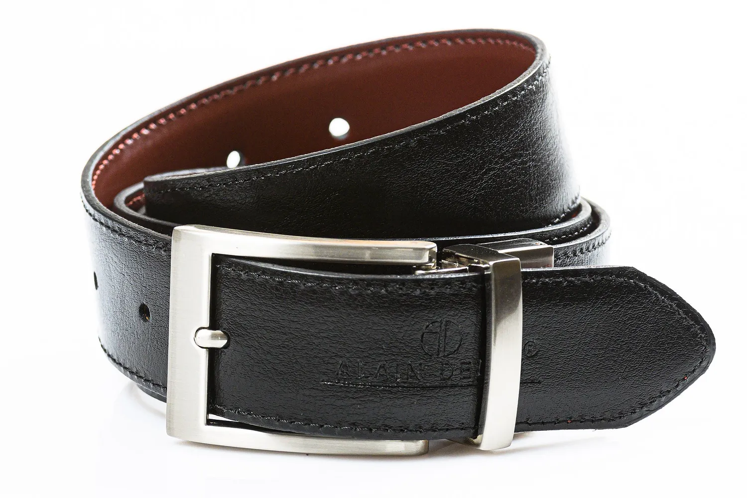 Alain Delon Cintura Pelle Reversibile 110 cm Uomo