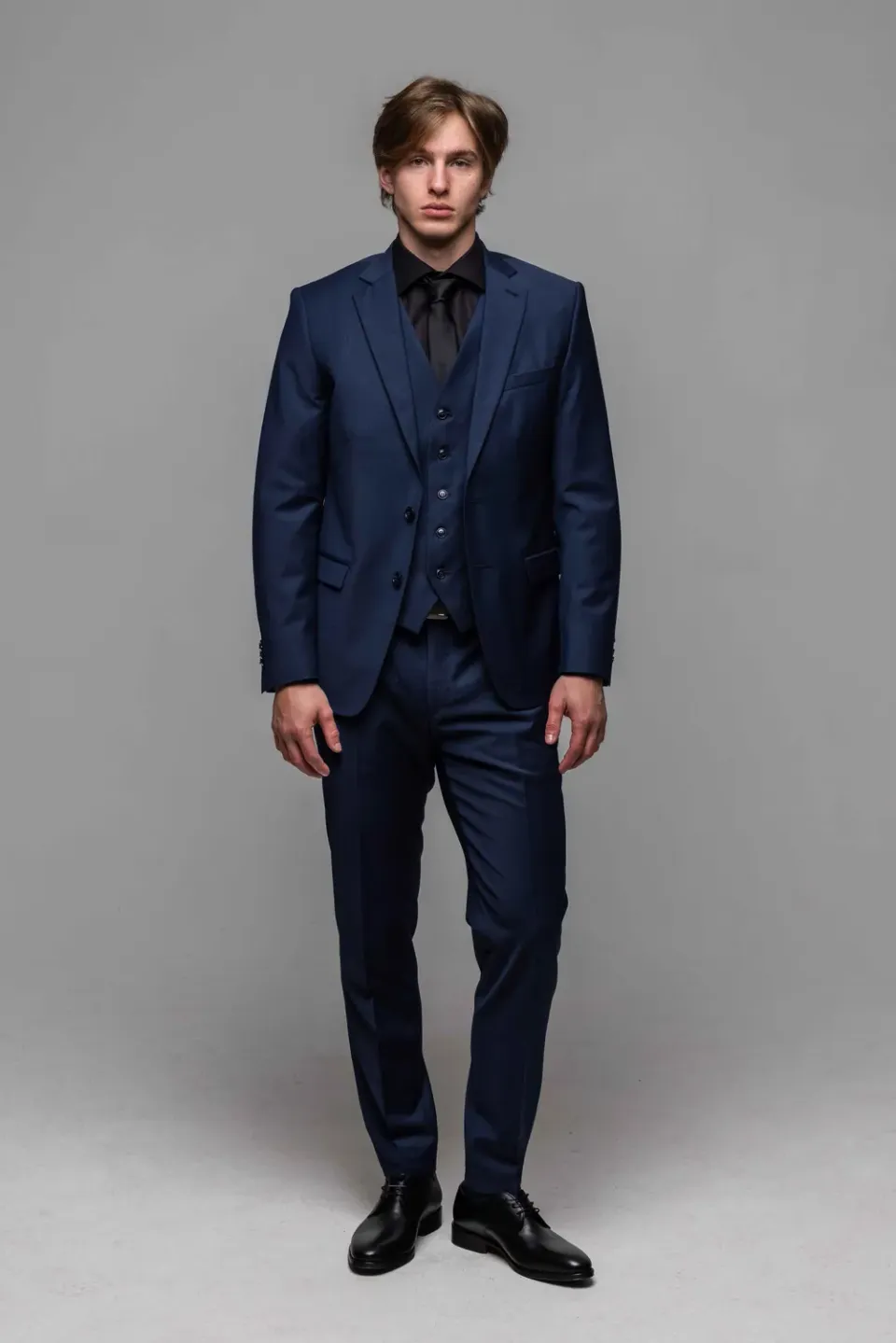 Alain Delon abito uomo slim fit blu nero con gilet